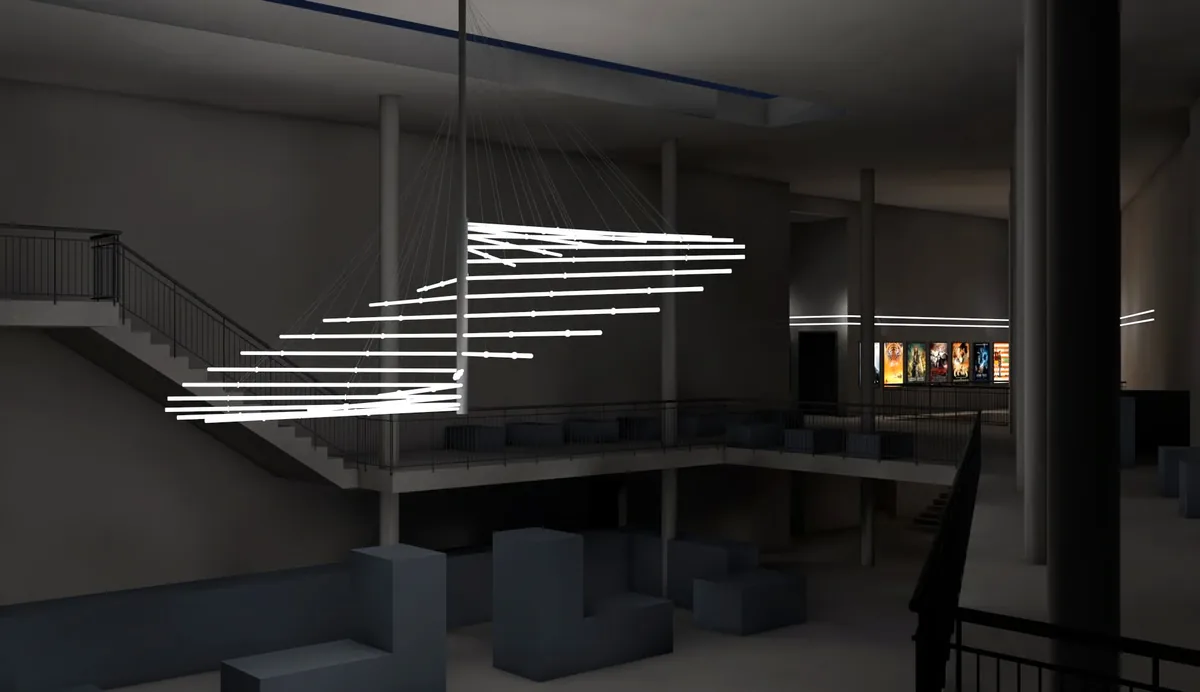 Kino: Kronleuchter aus LED Light-Liner Lichtrohren