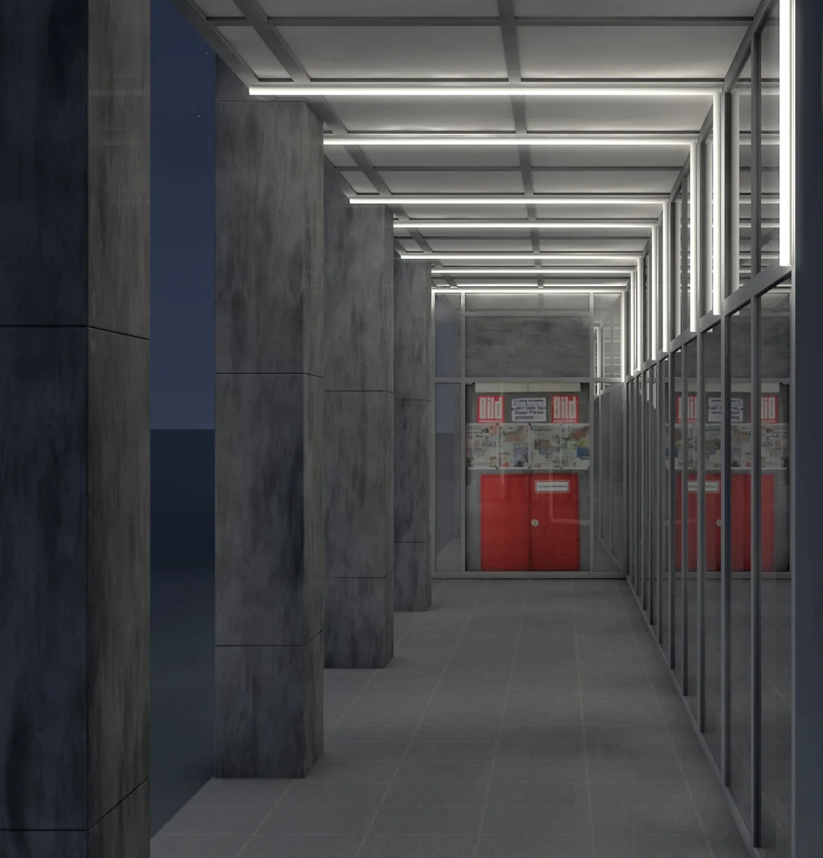 Kino: radiale Lichtrohr-Komposition