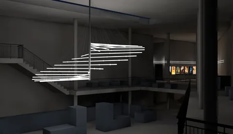 Kino: Kronleuchter aus LED Light-Liner Lichtrohren