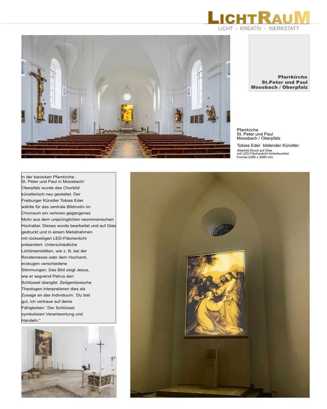Chorbild mit LED-Flächenlicht: Kunstinstallation in St. Peter und Paul, Moosbach