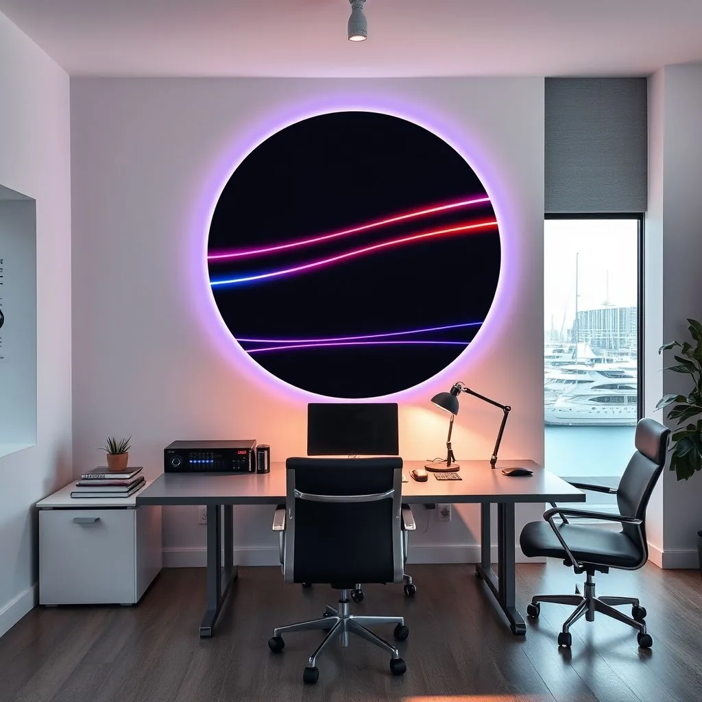 Rundes RGB-W Flächenlicht mit Farbverlauf unter Schieferplatten